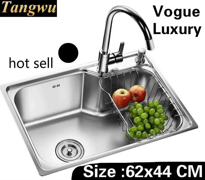 

Free shipping Apartment kitchen single trough sink luxury do the dishes 304 stainless steel hot sell 62x44 CM