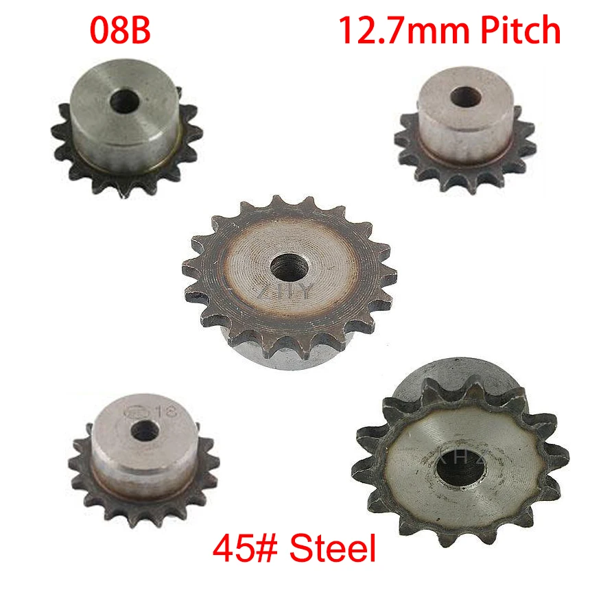 

08B 46 47 48 49 50 Tooth 18mm Pilot Bore 12.7mm Pitch Single Row Simplex Conveying Gathering Gear Chain Drive Sprocket Wheel