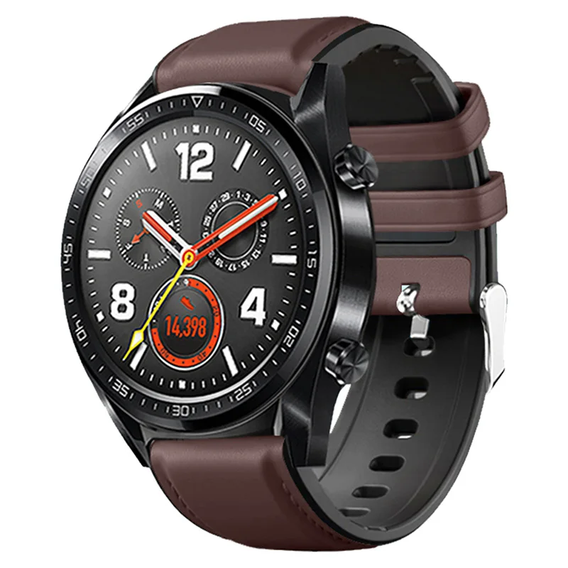 Leather+Silicone Bracelet For Amazfit GTR 47mm Wrist Strap For Xiaomi Amazfit Pace 1 / 2 Stratos For Huawei Watch GT 2 Watchband