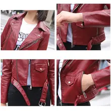 Women Faux Leather Motorcycle Jacket #6