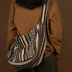 Sac de facteur rétro pour femmes, couverture rayée, ethnique, une initiée, portée oblique, sacs à main, sac messager, nouveau, E27