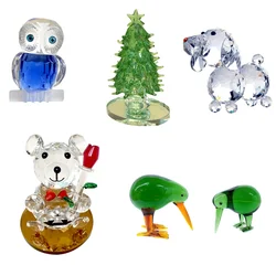 9 Styles Handmade Glassblown Animal Figurines Crystal Christmas Tree Paperweight Statuette Collectible Home Decor Kids Gift