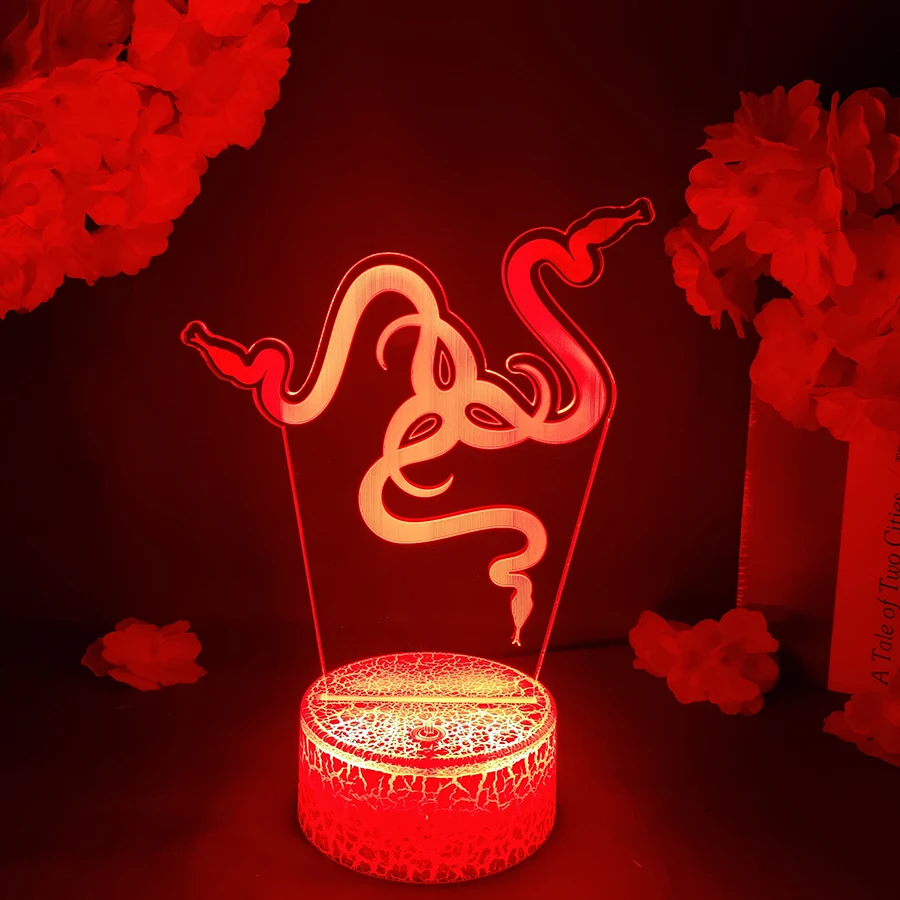 3D LED Light Hot Game Razer Acrylic Illusion Night Lamp RGB Flashing Cool Gift Desktop Setup Computer Backlight Room Decoration