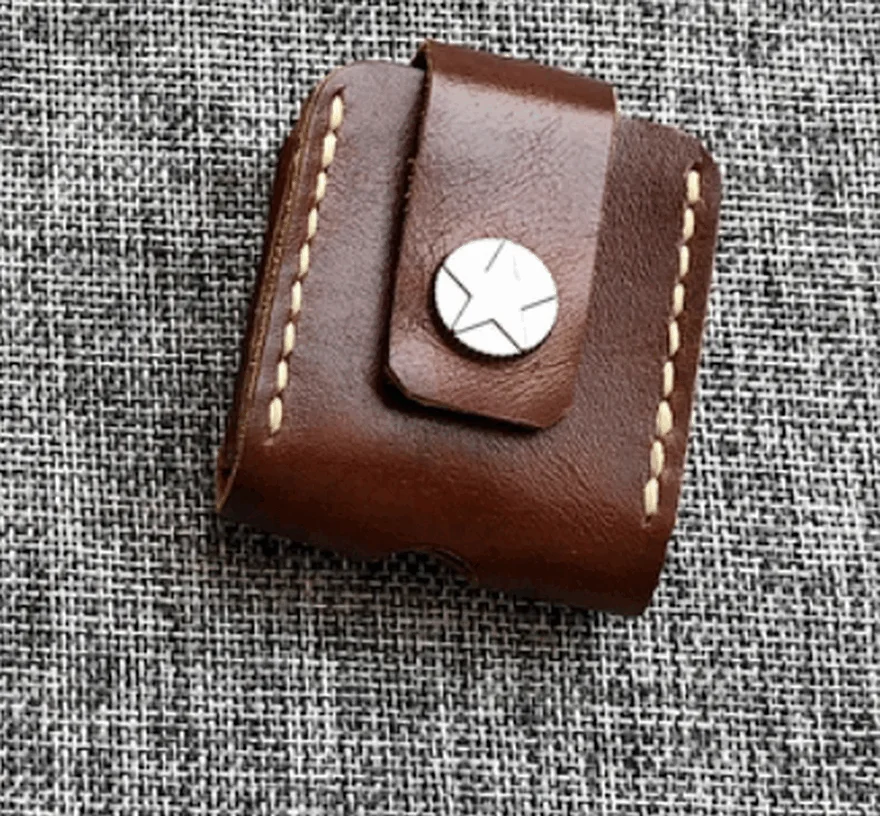 Genuine Leather Cigarette Lighter Case For Z brand Lighter First Layer Cowhide Handmade Wear Resistant Cigarette Box LFB400