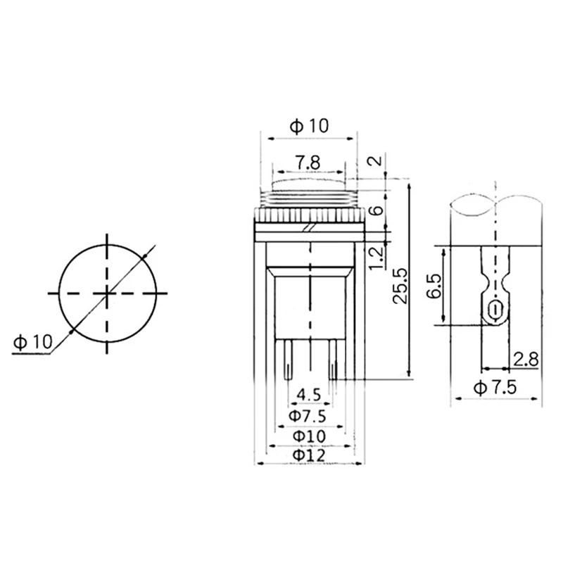 소형 원형 버튼 스위치 잠금 해제, 자동 리셋 초인종 경적 스위치, 전기 스위치 DS-316, DS-314 10mm, 로트당 5 개