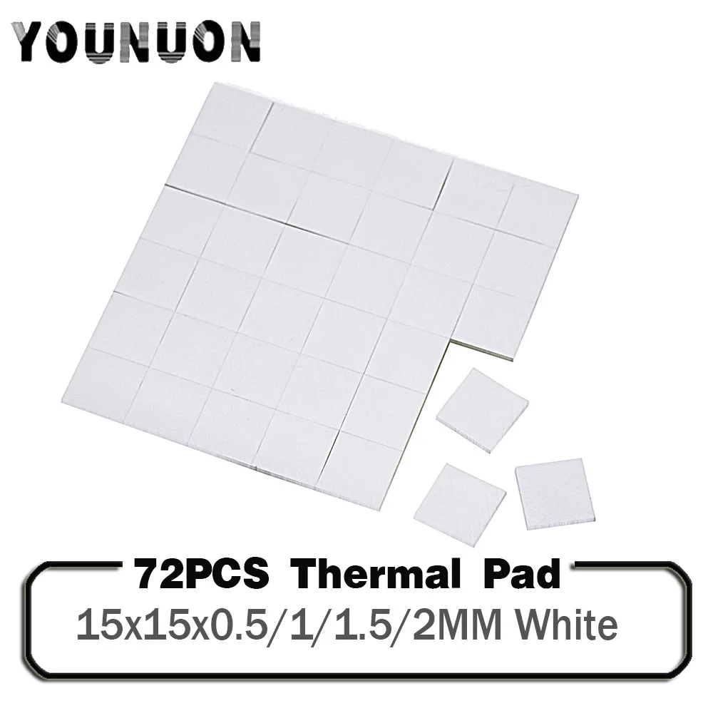 72PCS Silikon 15x15mm Thermische Pad 0.5/1/1.5/2mm Dicke GPU CPU Kühlkörper Kühl Leitfähige Silikon Pad