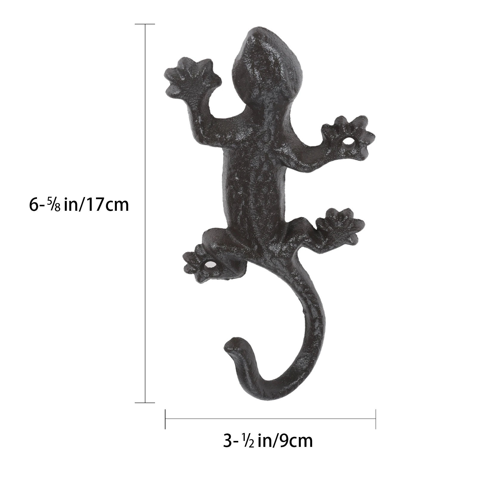 1set Cast Iron Gecko Wall Hook Rustic Wall Hanger Lizard Creative Antique Animal Vintage European Kitchen Bathroom Decor w/screw