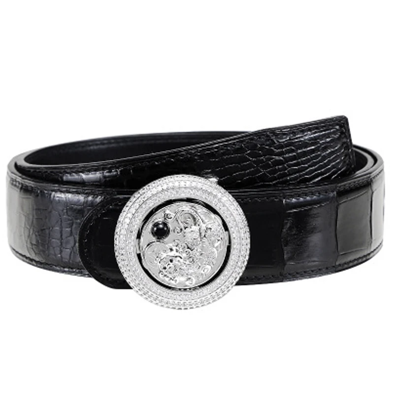 linshe  crocodile  men belt  male belt Smooth buckle  men belts  true  crocodile  male  belt