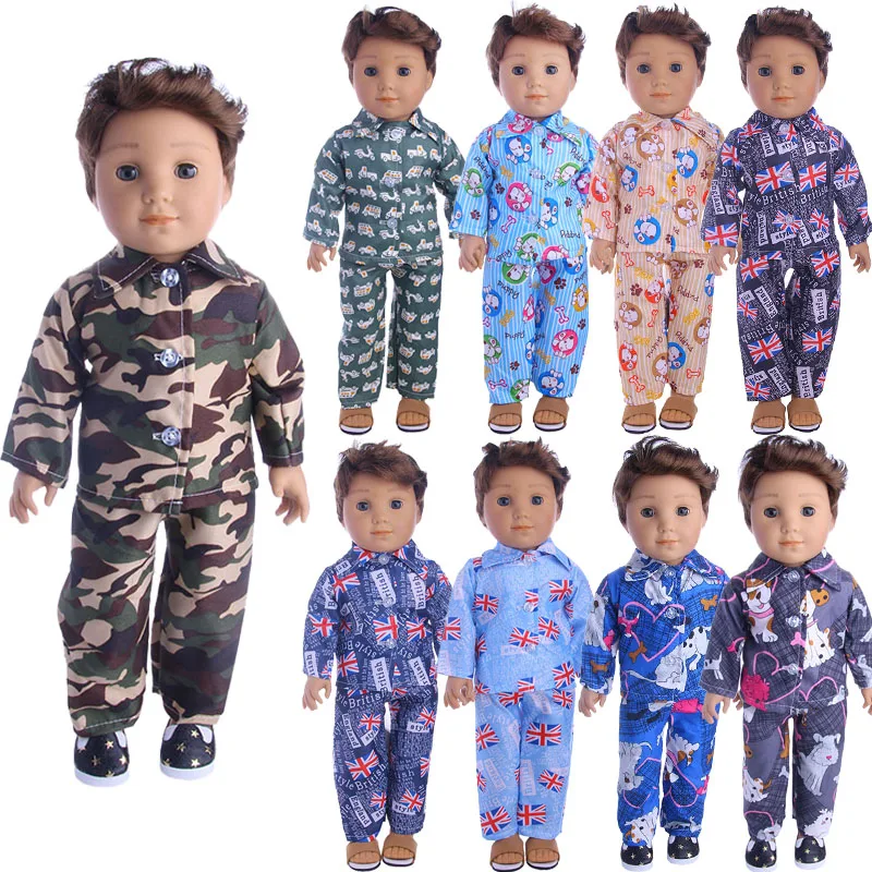 Doll Pajamas 2 Pcs/Set Casual Home Wear For 18 Inch American Doll & 43Cm Born Logan Boy Doll,Our Generation,Holiday Gift,Clothes