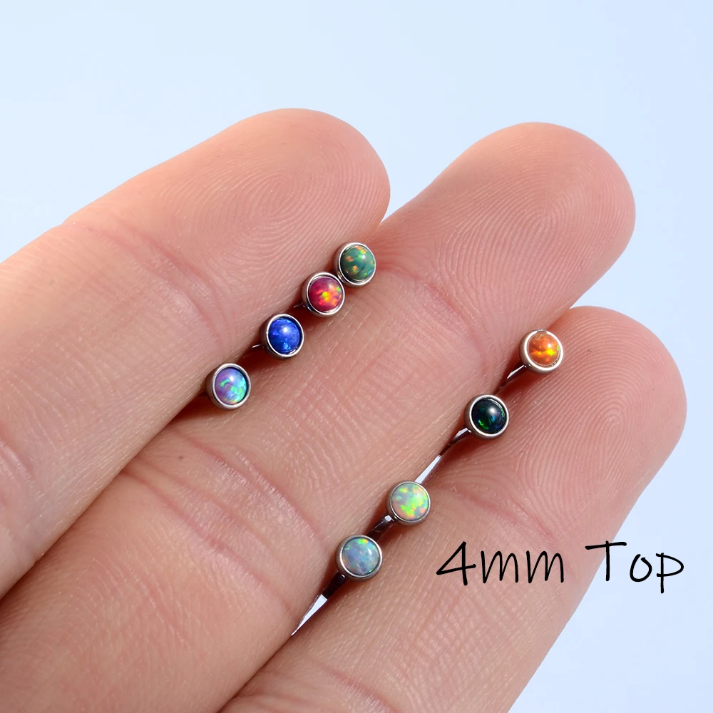 8Pcs Opal Stone Labret Monroe Lip Stud Ring Opal Ear Cartilage Tragus Helix Earring Piercing Body Jewelry Internally Threaded