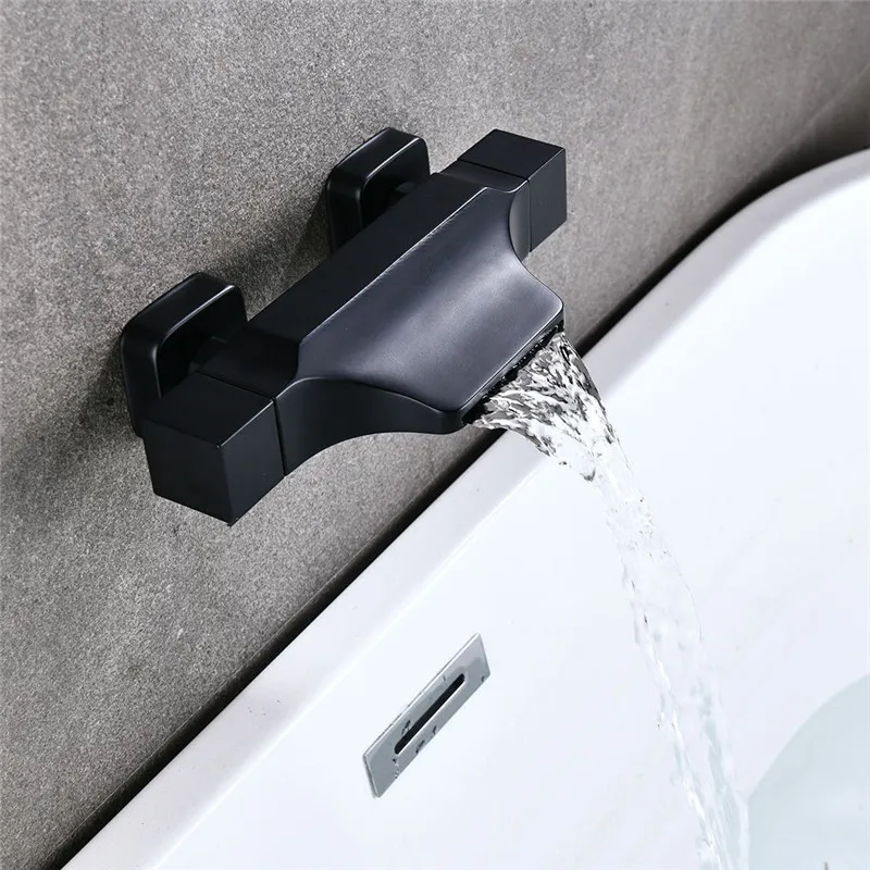 

Bathroom Bathtub Faucets Waterfall Tub Faucet New Style White/Black/Gold Brass Dual Handles Dual Control Wall Mounted Mixer Tap