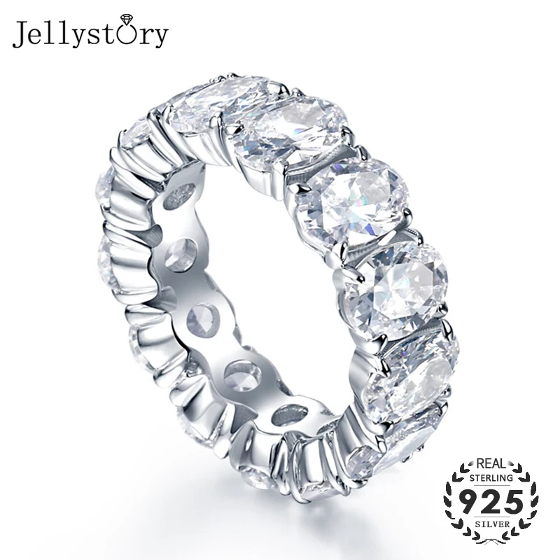 

Jellystory luxury charms rings s925 sterling silver ring with oval shape 5A zircon gemstone jewelry for wedding anniversary gift