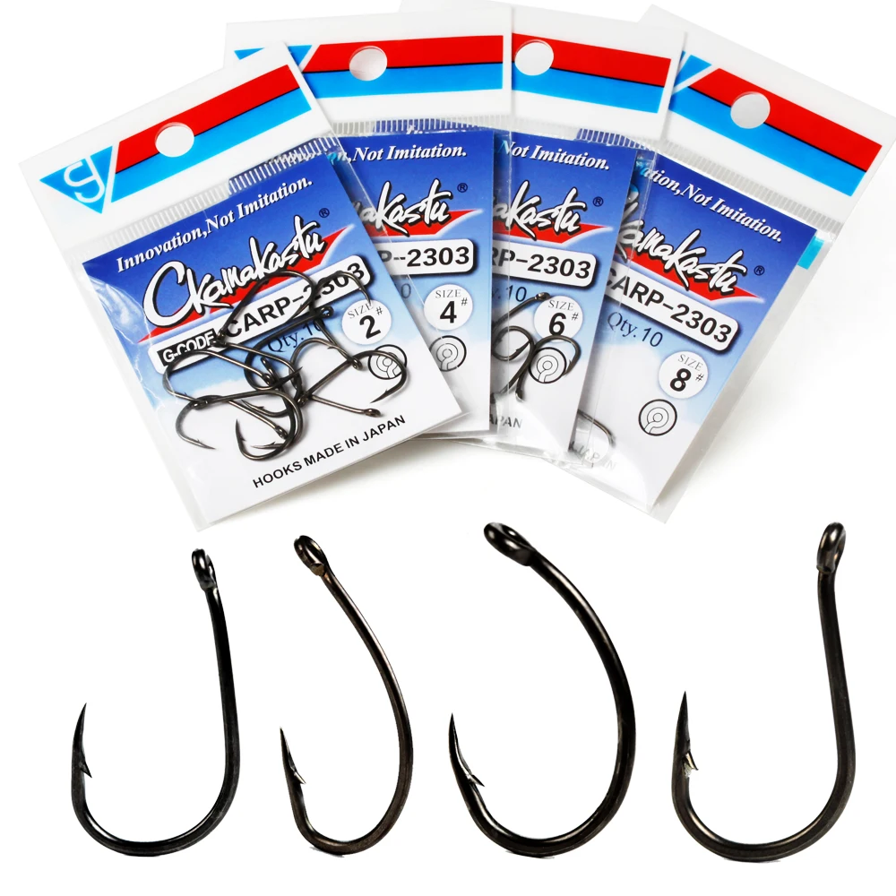 Carbon Steel Carp Hooks Coating Carp Fishing Hooks Wide Gape with Micro Barb Matt Black Yn Hook for Coarse gamakaTSU