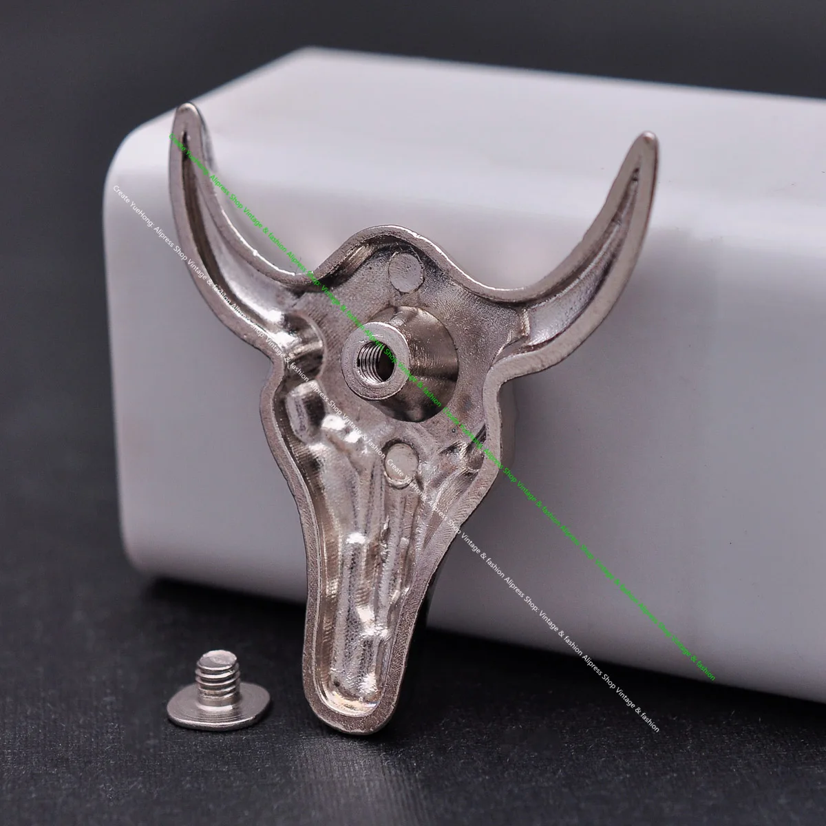 10X Western Cowboy Silver Bull Buffalo Skull Head Longhorn Leathercraft Concho Cowgril Hatband Decor