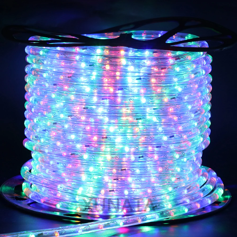 EU 220V LED Strip Waterproof Outdoor Garden 360 Degree Ligthing LED Rope Tube Lamp Multi Rainbow Fairy Lights Neon Strip