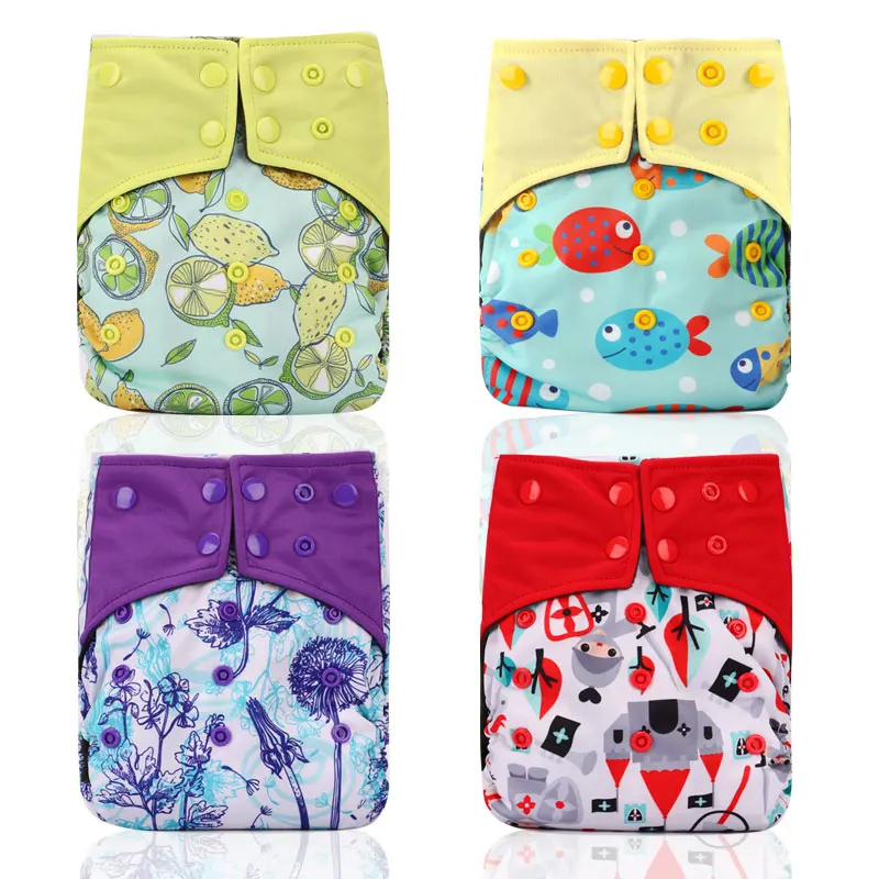 pororo baby reusable cloth diaper bamboo charcoal 4pcs, wholesale washable diaper nappies with color tab  charcoal inserts