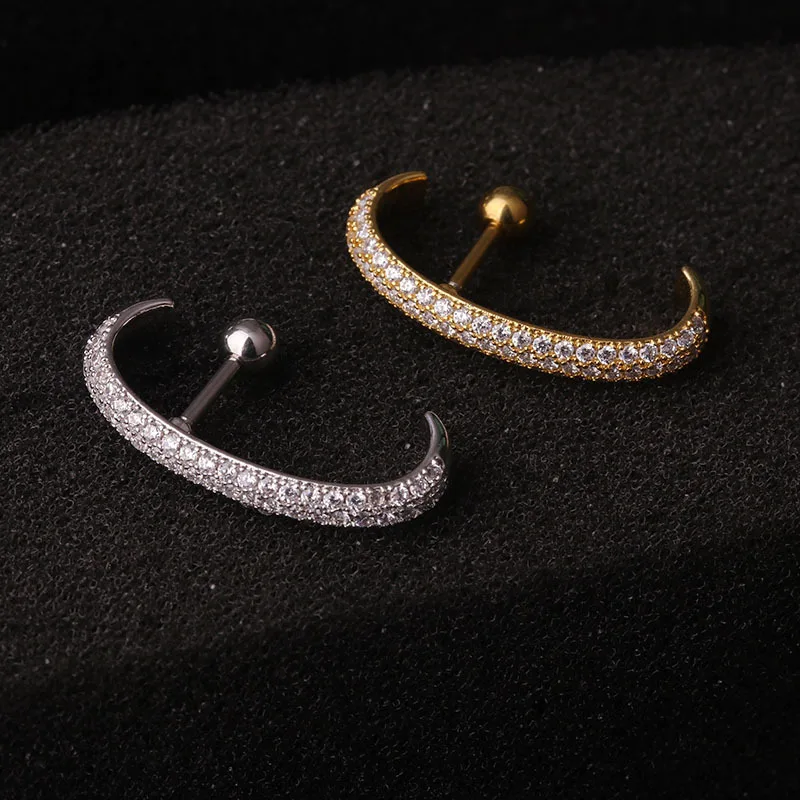 1PC 16G Ladies CZ Hoop Ear Stud Cartilage Helix Tragus Earring Piercing  Jewellery