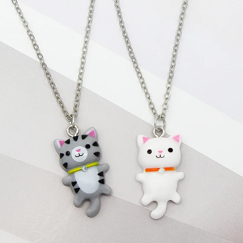 Yungqi Cartoon Colorful Resin Cat Pendant Necklaces For Women Men Best Friend Lovely Animal Pet Pendant Couple Necklace Jewelry