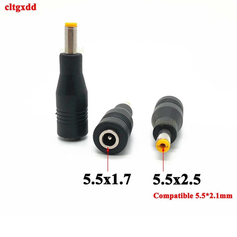 1pcs 5.5x1.7/5.5*1.7mm Female Jack to 5.5x2.5 (Compatible 5.5x2.1mm) Male Plug DC Power Connector Adapter Laptop Charging Plug