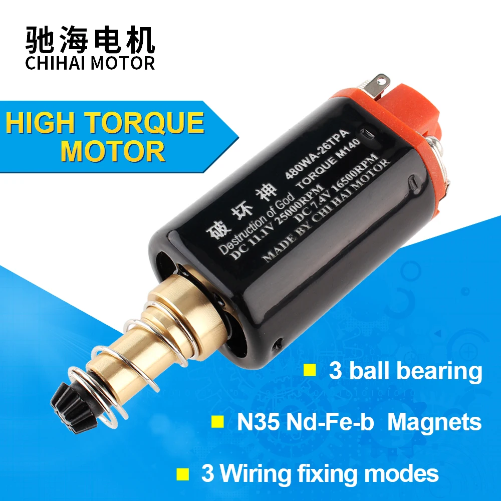 

chihai motor CHF-480WA-26TPA Nd-Fe-B 25000 rpm M140 Ver.2 Gearbox High Torque Long Shaft Motor for AEG Airsoft