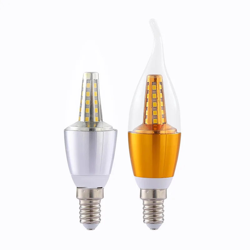 

5Pcs/Lot 5W 7W 9W 12W LED Bulb Candle E14 Golden Aluminum light AC 220V Lamp Cool Warm White Lampada Bombillas Lumiere Lamp