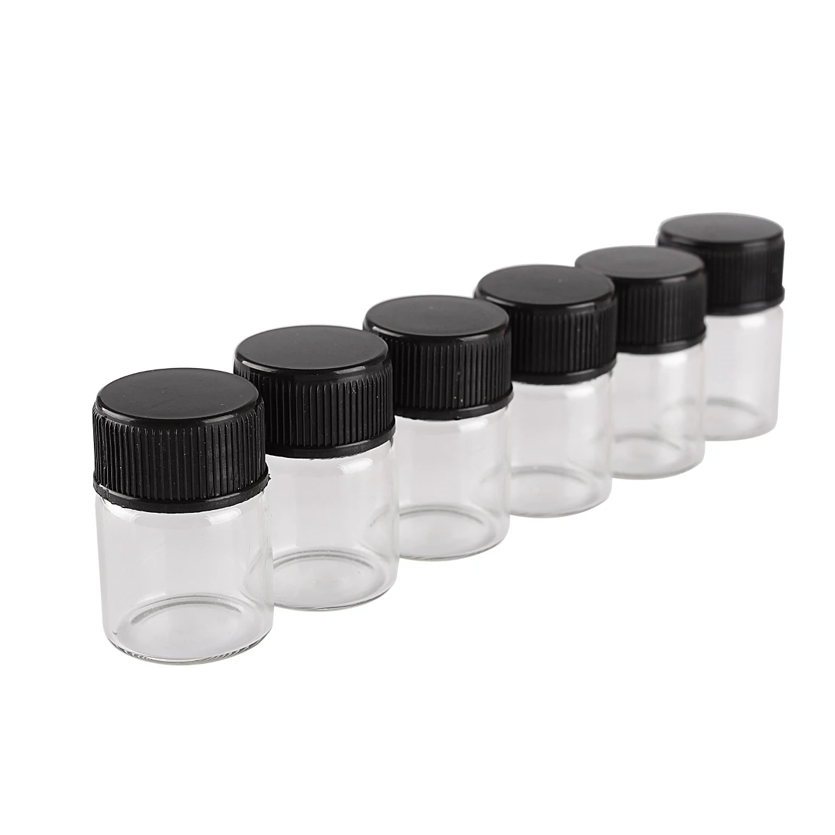 10pcs 5ml 22*30mm Clear Glass Bottles with Black Plastic Lids Empty Tiny Glass Jars DIY Crafts Vials Glass Jars