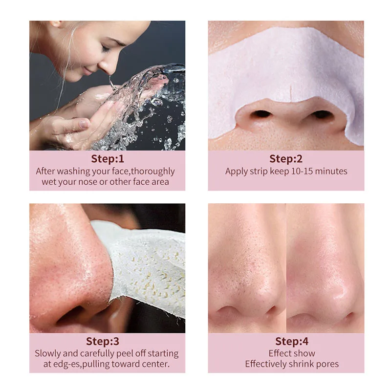 10-100pcs Nose Blackhead Remover Mask Deep Cleansing Skin Care Shrink Pore Acne Treatment Mask Nose Black dots Pore Clean Strips