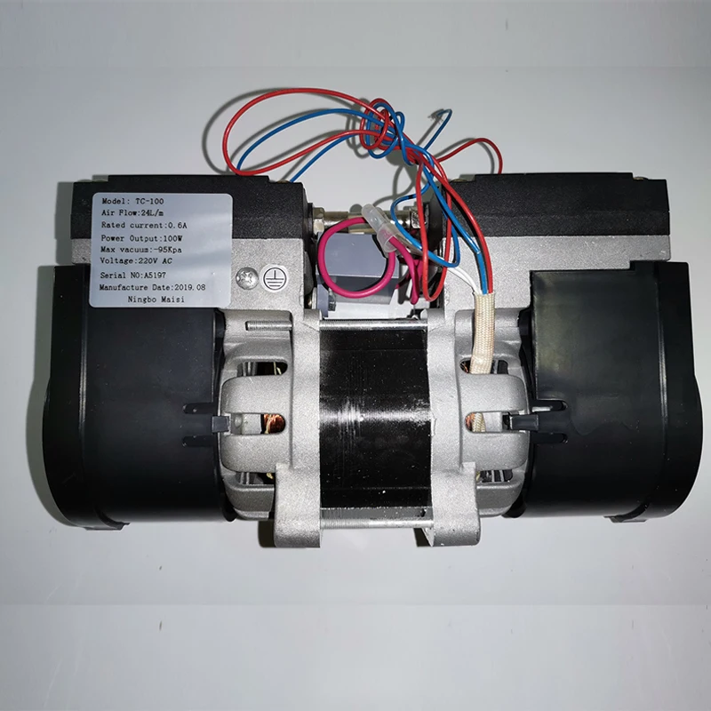 Imagem -02 - Dupla Cabeça Oilless Diafragma Bomba de Vácuo 100w Médica Bomba Mudo com 24l Min Fluxo Vácuo Tc100 Ac110v 220v