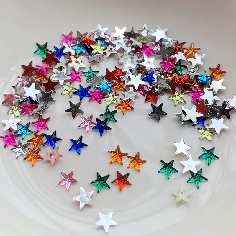 6mm sparkling five-pointed star acrylic flatback DIY jewelry making accessories nail art decorations nail rhinestones 500pcs/lot