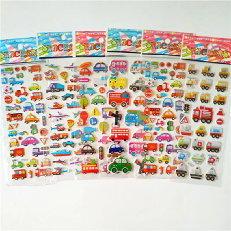 6pcs Cartoon Zoo Animal Kids Bubble Sticker 3D Puffy Bulk Pets Fish Dinosaur Scrapbooking Stickers for Girl Boy Birthday Gift