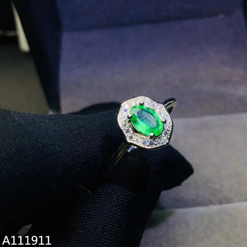 

KJJEAXCMY fine jewelry 925 sterling silver inlaid natural emerald fashion female ring support detection exquisite noble