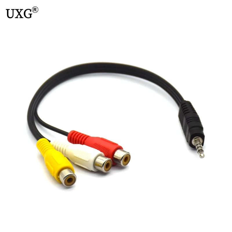 1pcs 3.5mm Mini Aux Male Stereo to 3 RCA Female Audio Video AV Adapter Cable for High-Performance Video and Audio Playback