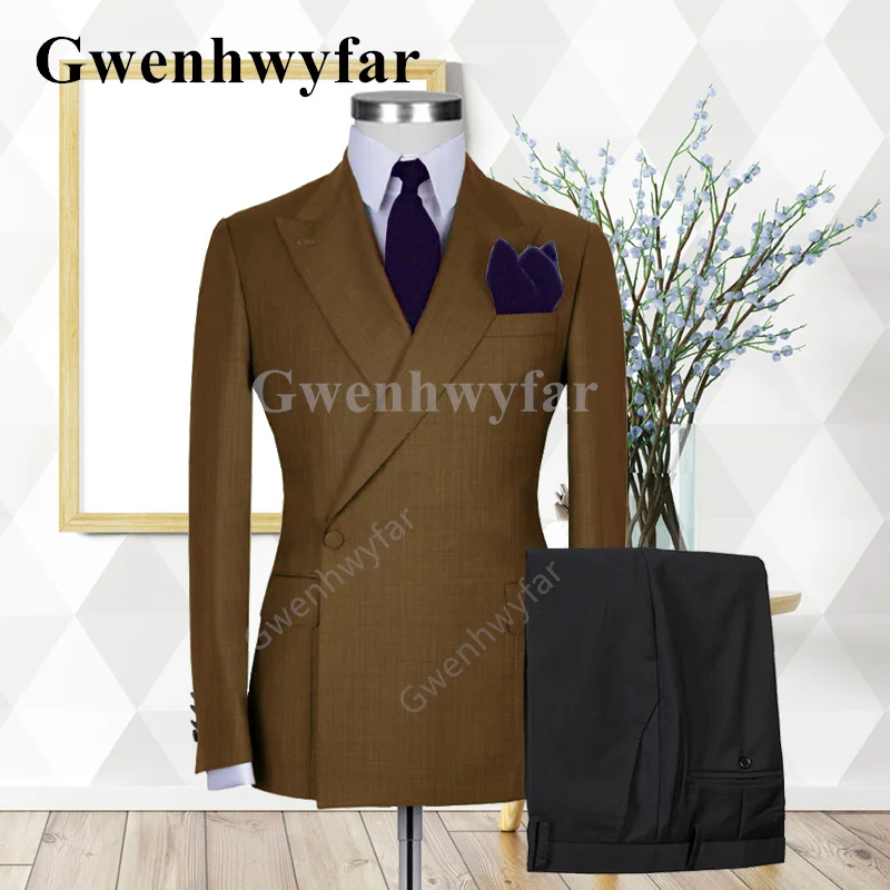 

Gwenhwyfar Fashion Style Brown Groom Wedding Single Breasted Suit Business Casual Tuxedo Boyfriend Fashion Suit 2-piece Suit