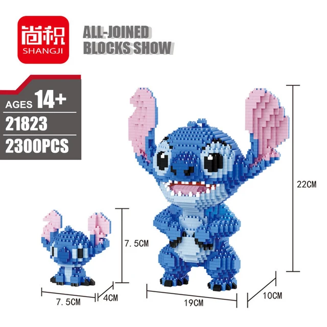 子供のためのステッチマイクロビルディングブロック,ミニブロックおもちゃ,lilo and stitchフィギュア,かわいい3Dモデル,22cm,  2300個 - AliExpress