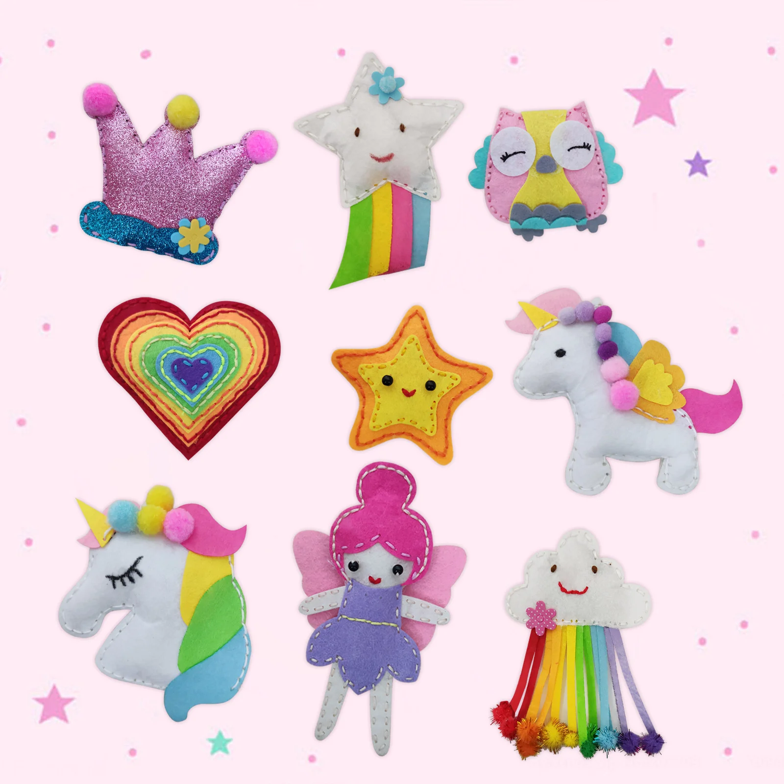 Rainbow Animals Craft Kit creature della foresta cucito fai da te feltro animali di peluche per bambini principianti Set da cucito educativo giocattolo artistico per bambini