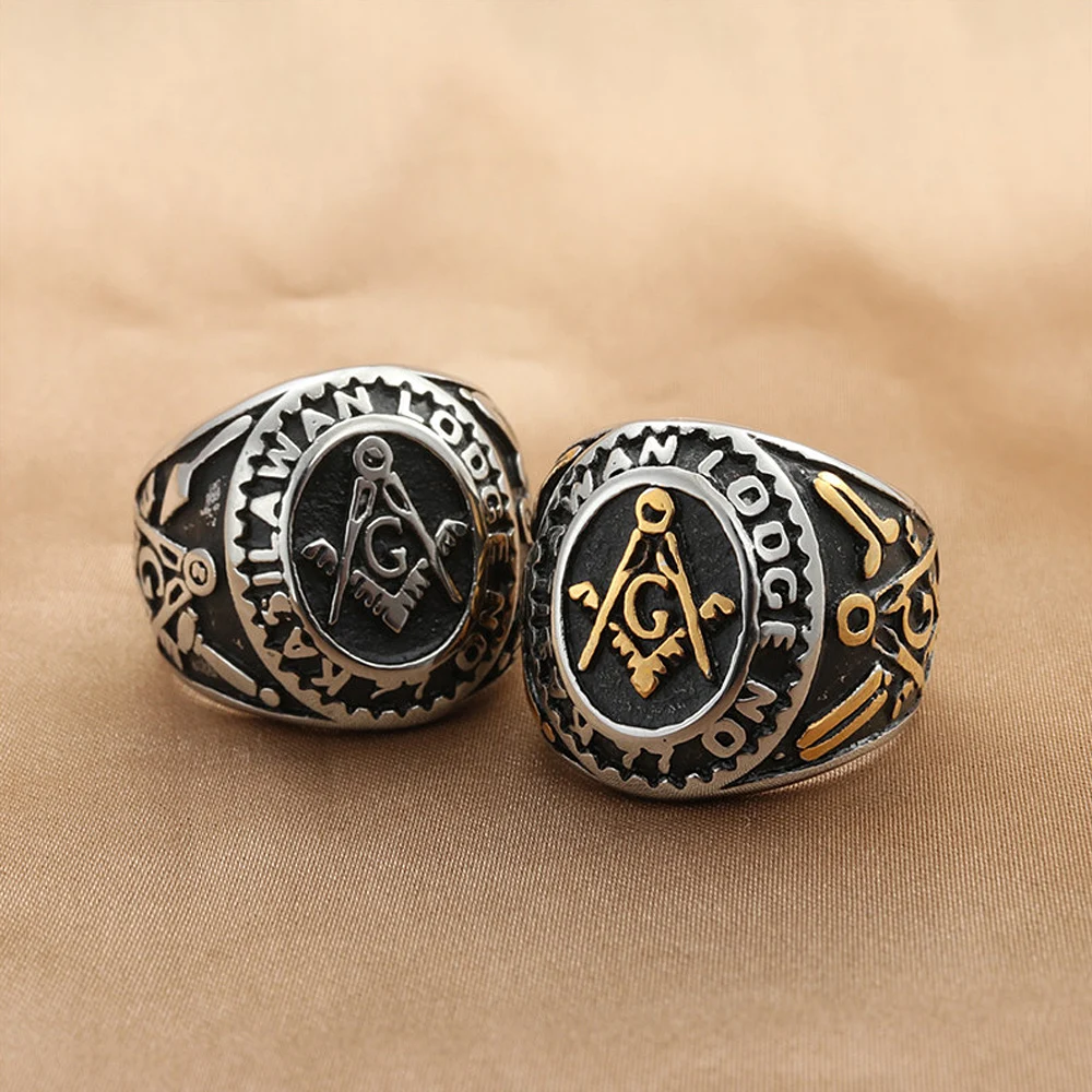 Vintage 316L Stainless Steel Masonic Letter Ring For Men Women Free Mason Masonic G Ring Fashion Vintage Jewelry Gift Wholesale