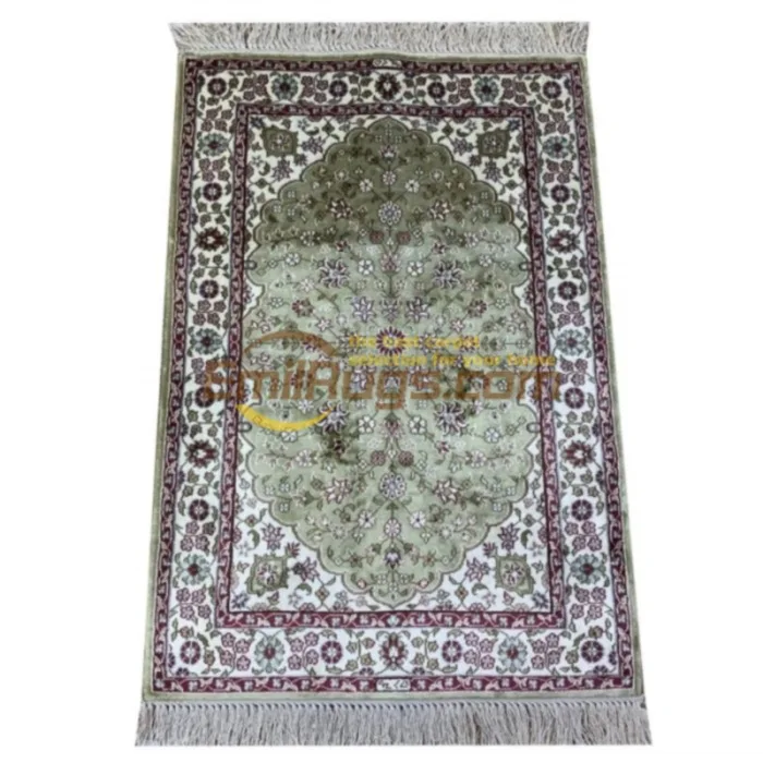 

Turkish Four Season Design Handmade Silk Floral Persian Rug Hand Knotted