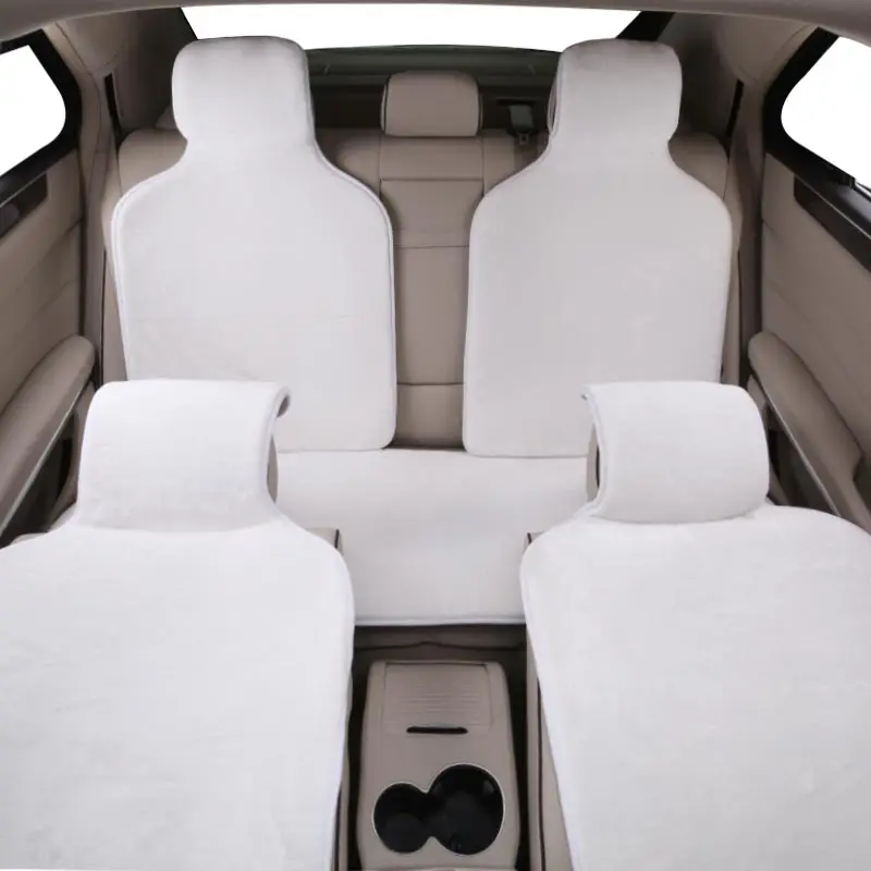 Faux fur car seat covers white universal auto cape interior 5 seats comfortable luxury winter Artificial fur car seat cushion