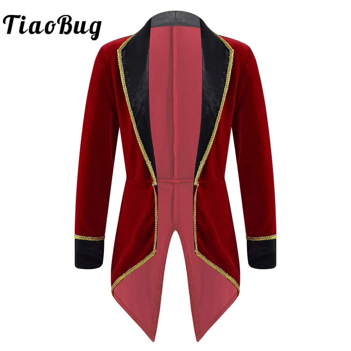 Kids Girls Circus Ringmaster Halloween Long Sleeves Lapel Collar Tailcoat Jacket Roleplay Party Festival Carnival Dancewear