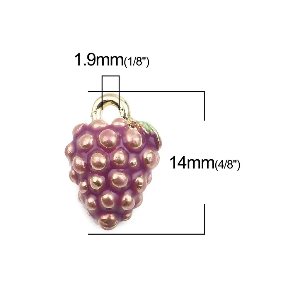 8Seasons Fruit Series Zinc Based Alloy Insect Charms Mango Pitaya Fruit Gold Color Yellow Ladybird Enamel DIY Findings, 5 PCs