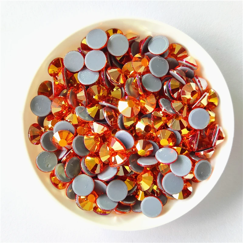 Gold Sun AB Iron On Hot Fix Rhinestones For Clothes High Quality Crystal Strass Glitters Flatback Glass Stone