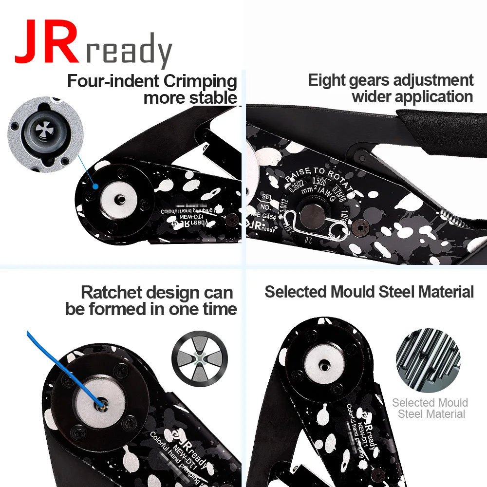 JRready New Product NEW-DT1 Four-indent Wire Crimper For Deutsch DT Amphenol AT Series Connectors Solid Contacts 12-22AWG