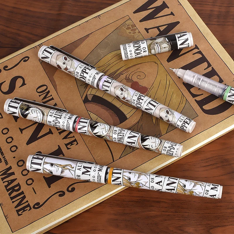 M&G One Piece Anime Cartoon 0.5mm Full Syringe Pen Head Straight Liquid Signature Gel Pen Writing Diary Notes Stationery Student