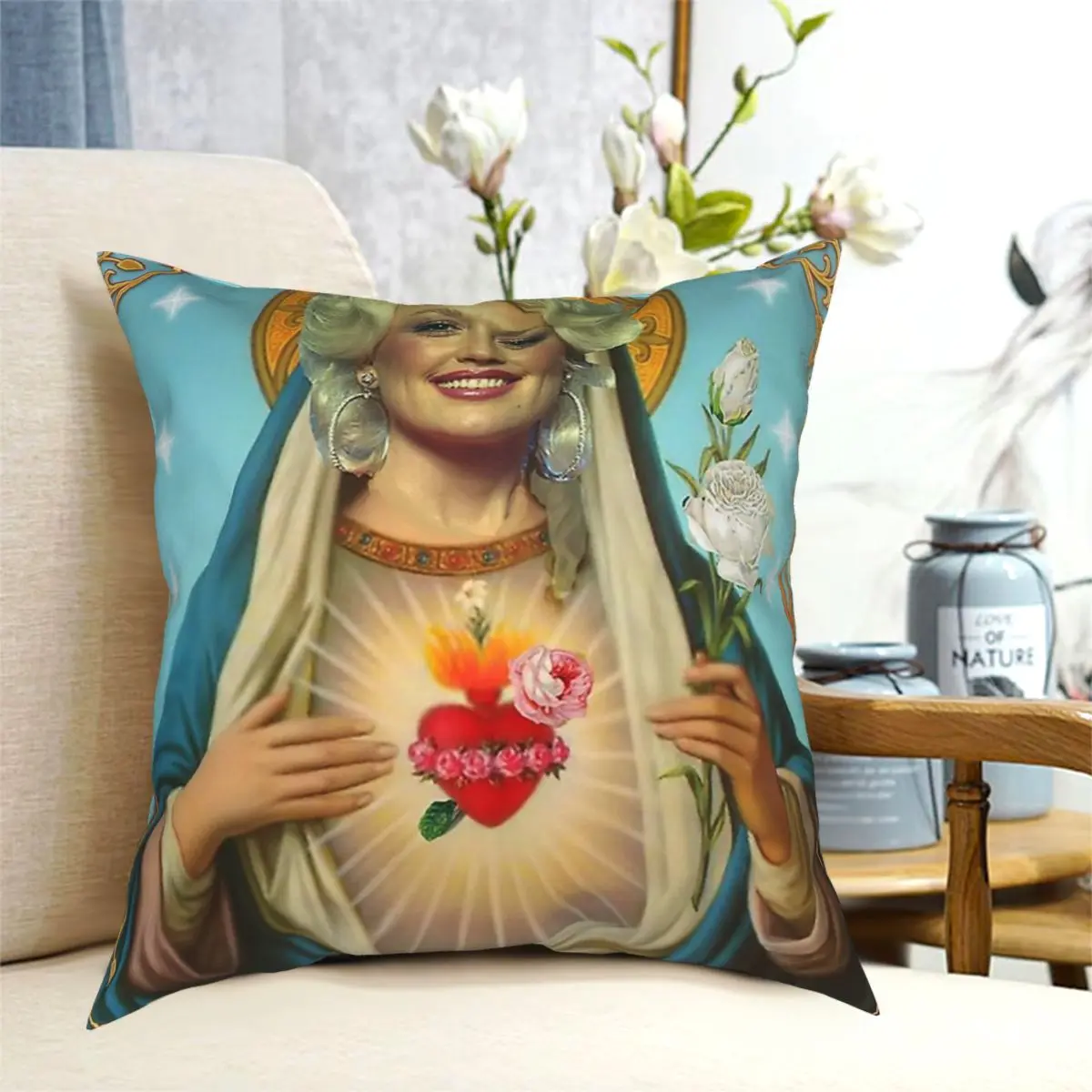 Saint Dolly Parton Pillowcase Printed Zip Decor for Room Cushion Cover Wholesale