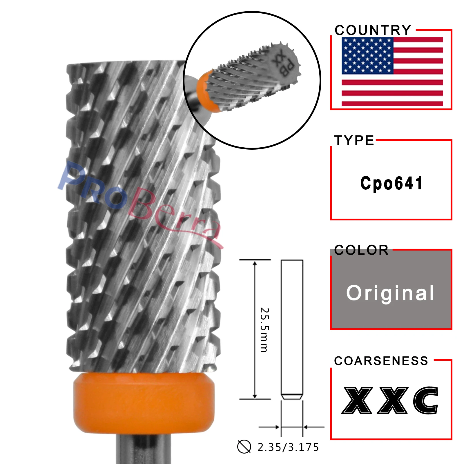 RolinStar 6.6 Großer Schaft Silber Stahl Karbid Hochwertig Gel-Nagellack-Entferner 4XC Acryl