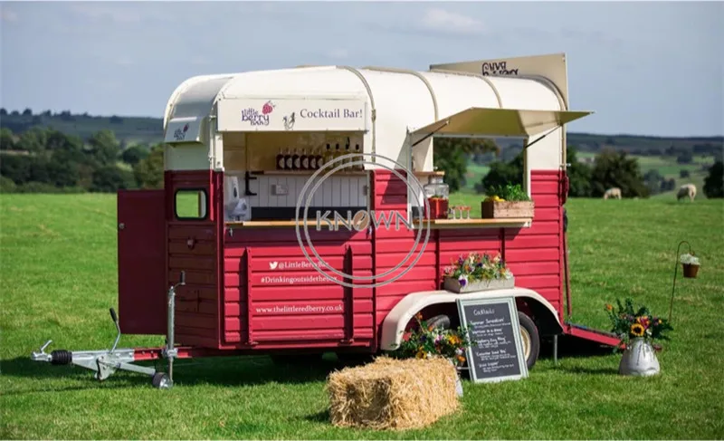 Vintage Food Van Trailer Ice Cream Mobile Kitchen Vending Kiosk Horse Box Bubble Tea Hot Dog Ice Cream Coffee Cart For Sale