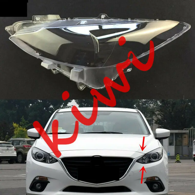 

For Mazda3 Axela 2014 2015 2016 2pcs High quality Left Side transparent Headlight Cover + Glue Replace