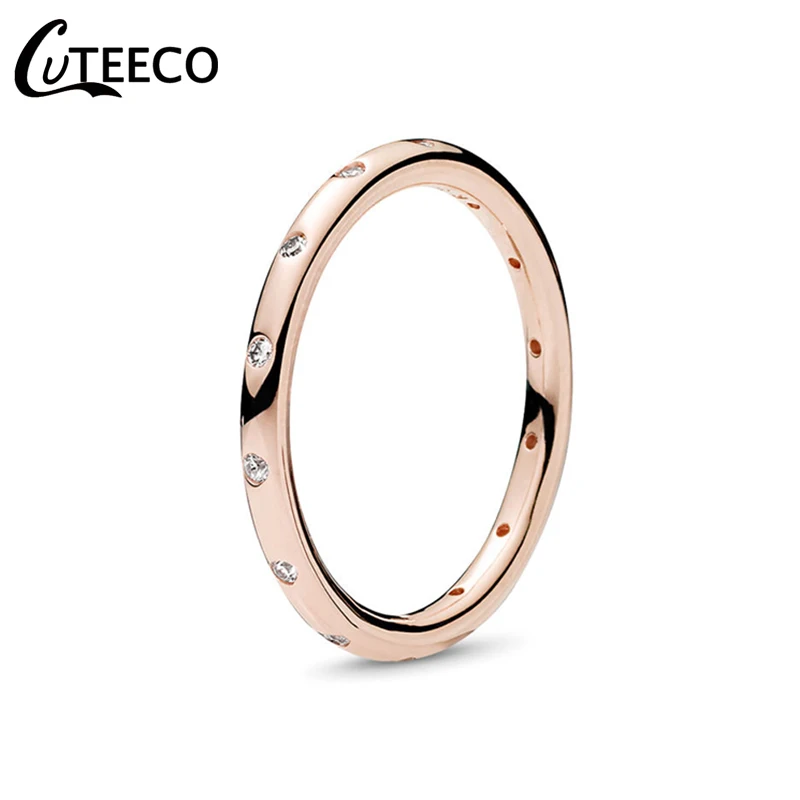 CUTEECO Simple Finger Rings For Women Elegant Zircon Wedding Ring Gift Engagement Fashion Jewelry Dropshipping