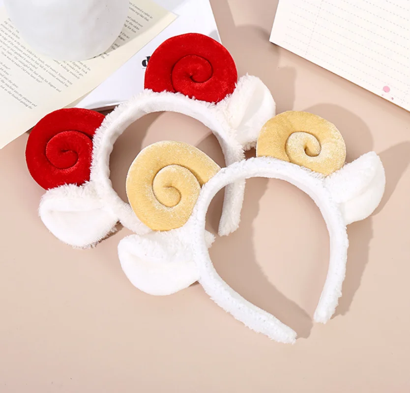 Cute lamb horn headband cartoon lamb hairpin christmas day female hair accessories hair band kawaii girl loli cosplay soft girl