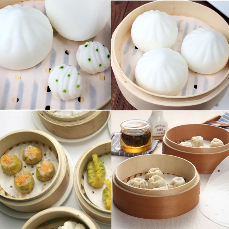 Round Bun Dumplings Silicone Steamer Mat Non-Stick Steamed Pad Buns Baking Pastry Dim Sum Mesh Household Bakeware Tools